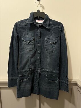 Dark Indigo Denim Button Mini Dress